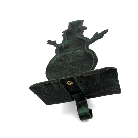 Snowman STOCKING HOLDER Rustic Cast Iron Christmas Decor - Picture 8 of 11